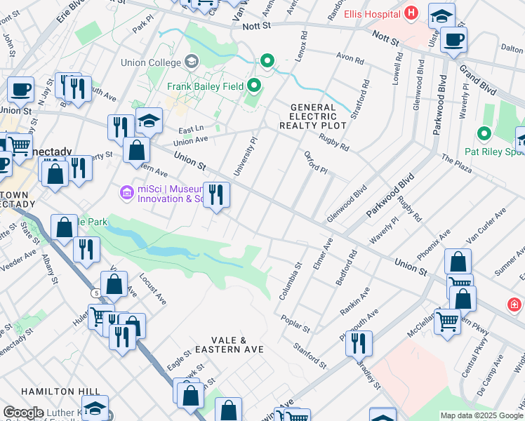 map of restaurants, bars, coffee shops, grocery stores, and more near 960 Wendell Avenue in Schenectady