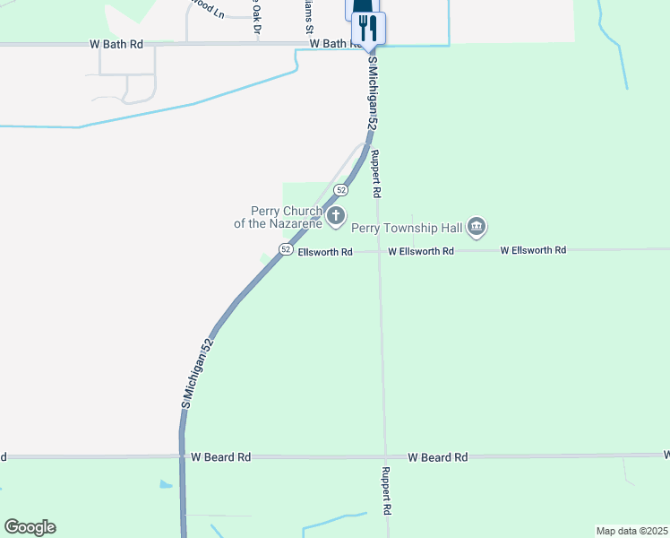 map of restaurants, bars, coffee shops, grocery stores, and more near 3095 West Ellsworth Road in Perry
