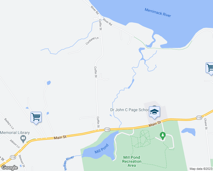 map of restaurants, bars, coffee shops, grocery stores, and more near 37 Coffin Street in West Newbury