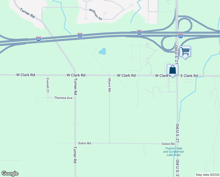 map of restaurants, bars, coffee shops, grocery stores, and more near 14052 Myers Road in DeWitt