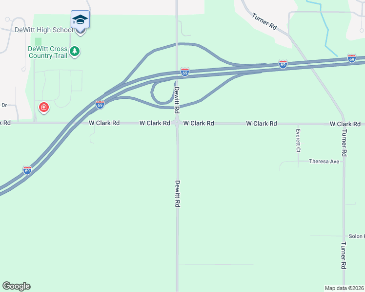 map of restaurants, bars, coffee shops, grocery stores, and more near 14101 Dewitt Road in Lansing
