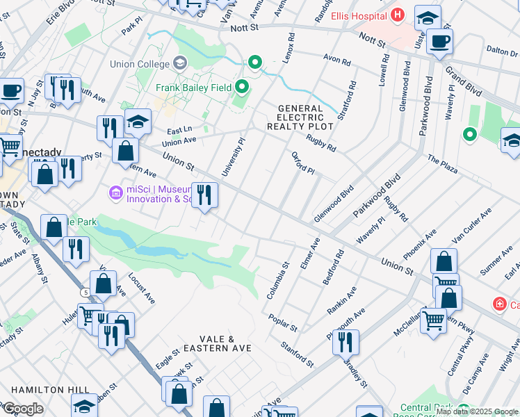 map of restaurants, bars, coffee shops, grocery stores, and more near 960 Wendell Avenue in Schenectady