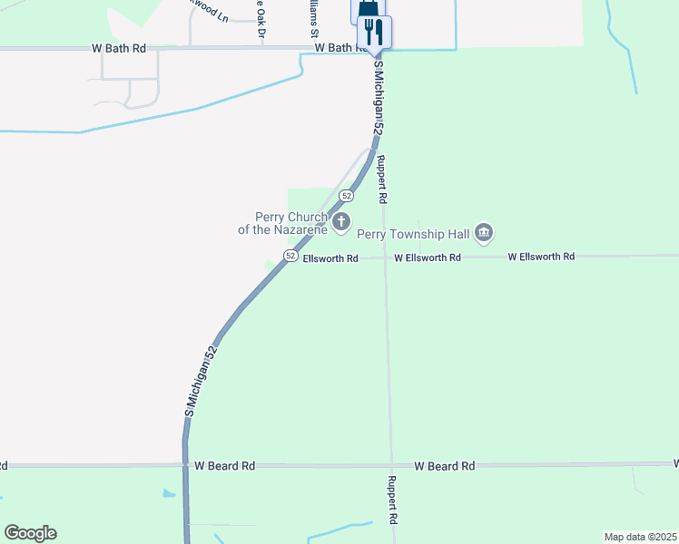 map of restaurants, bars, coffee shops, grocery stores, and more near 3095 West Ellsworth Road in Perry