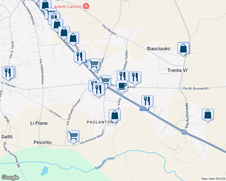 map of restaurants, bars, coffee shops, grocery stores, and more near 152 Via Kennedy in Sant'egidio Alla Vibrata