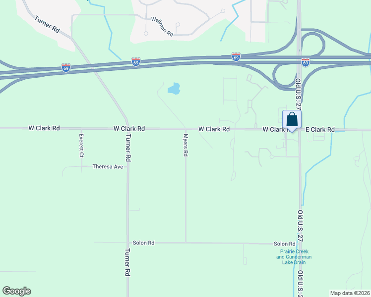 map of restaurants, bars, coffee shops, grocery stores, and more near 14052 Myers Road in DeWitt