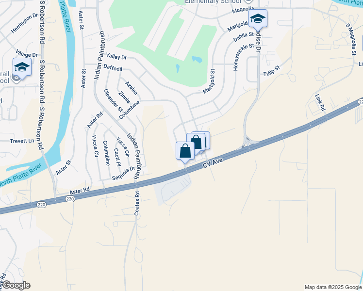 map of restaurants, bars, coffee shops, grocery stores, and more near 269-273 Honeysuckle Street in Casper