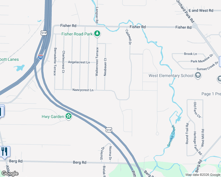 map of restaurants, bars, coffee shops, grocery stores, and more near 211 Nancycrest Lane in Buffalo