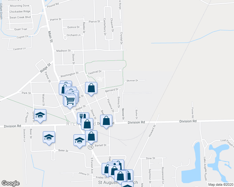map of restaurants, bars, coffee shops, grocery stores, and more near 69303 Emma Drive in Richmond