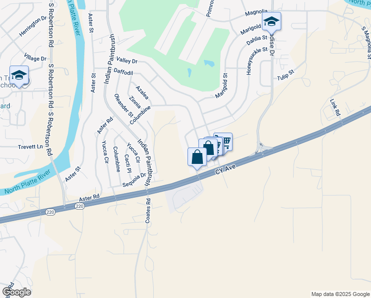 map of restaurants, bars, coffee shops, grocery stores, and more near 248 Honeysuckle Street in Casper