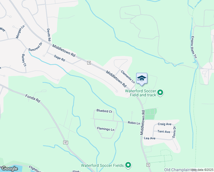 map of restaurants, bars, coffee shops, grocery stores, and more near 49 Sage Road in Waterford