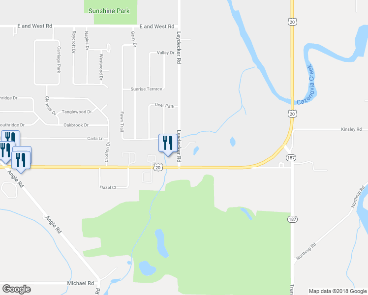 map of restaurants, bars, coffee shops, grocery stores, and more near 1 In the Woods Lane in Buffalo