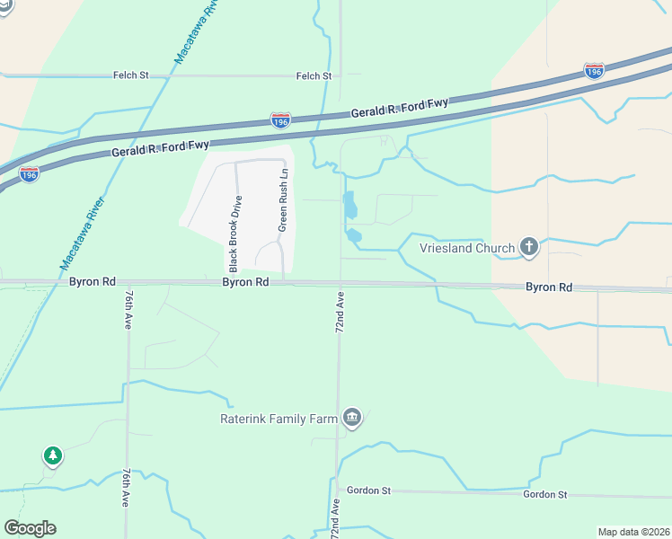 map of restaurants, bars, coffee shops, grocery stores, and more near 2429 72nd Avenue in Zeeland