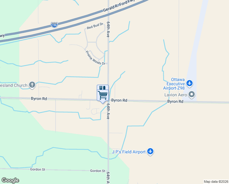 map of restaurants, bars, coffee shops, grocery stores, and more near 2446 64th Avenue in Zeeland