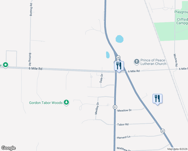 map of restaurants, bars, coffee shops, grocery stores, and more near 6930 Prince Drive in Racine