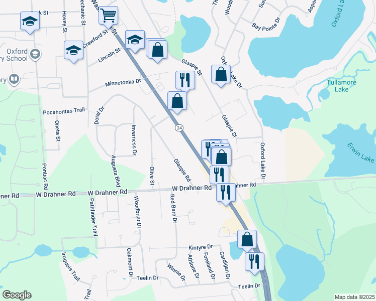 map of restaurants, bars, coffee shops, grocery stores, and more near 834 South Lapeer Road in Oakland County