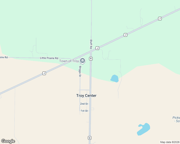 map of restaurants, bars, coffee shops, grocery stores, and more near 8851 County Highway N in East Troy