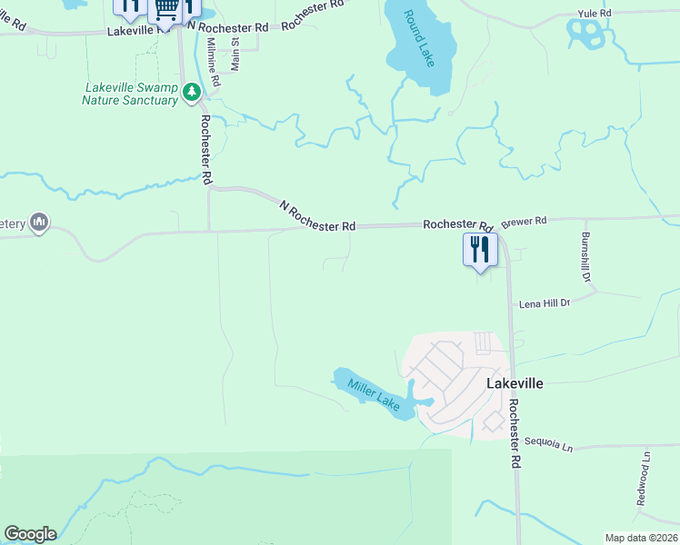 map of restaurants, bars, coffee shops, grocery stores, and more near 955 Rochester Road in Leonard