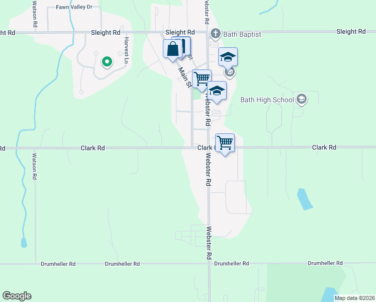map of restaurants, bars, coffee shops, grocery stores, and more near 5682 Clark Road in Bath