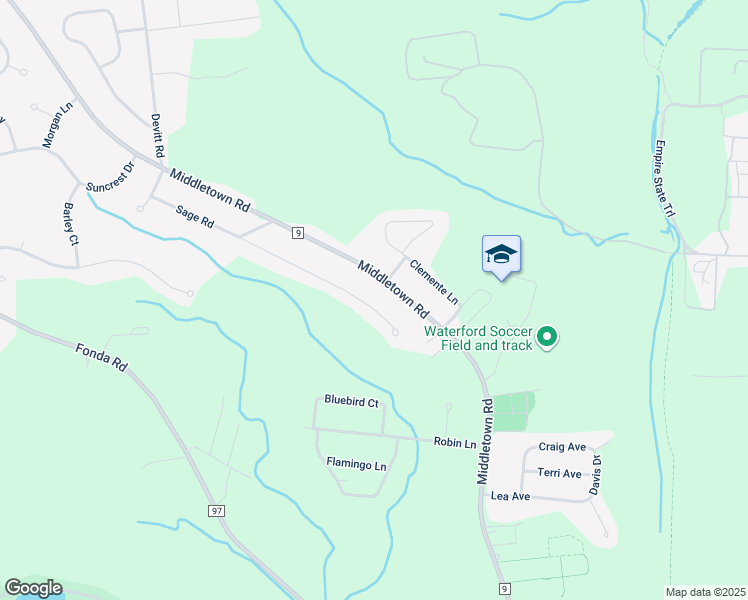 map of restaurants, bars, coffee shops, grocery stores, and more near 49 Sage Road in Waterford
