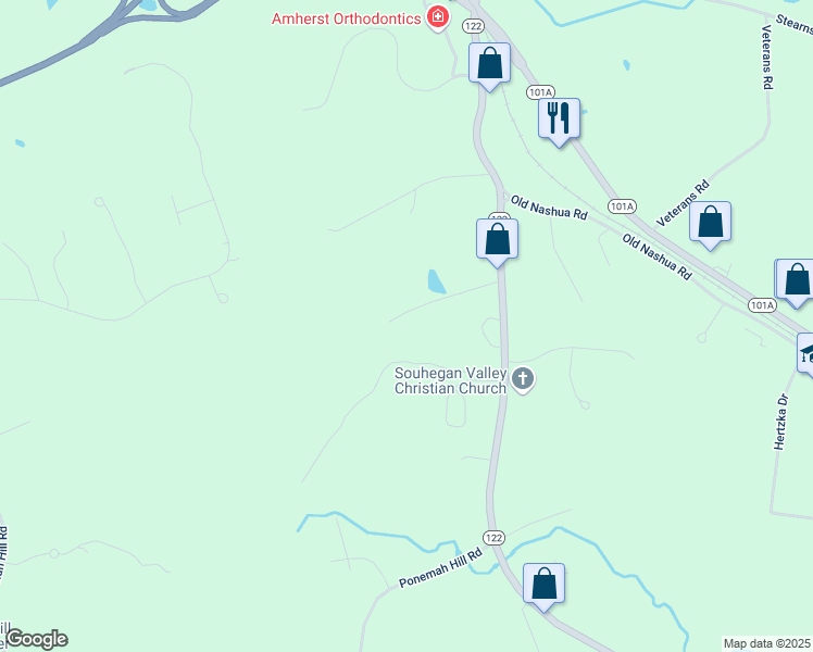 map of restaurants, bars, coffee shops, grocery stores, and more near 6 Golden Pond Lane in Amherst