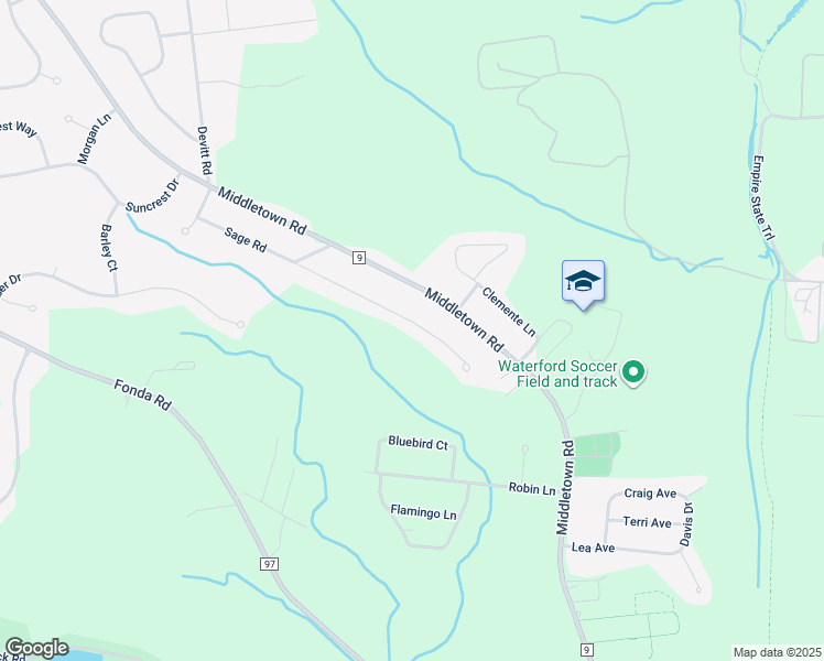 map of restaurants, bars, coffee shops, grocery stores, and more near 48 Sage Road in Waterford