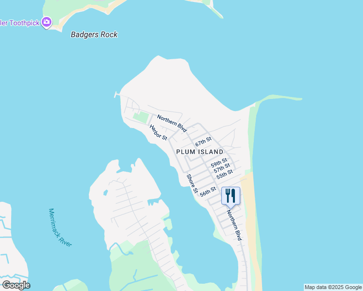 map of restaurants, bars, coffee shops, grocery stores, and more near 10 70th Street in Newburyport