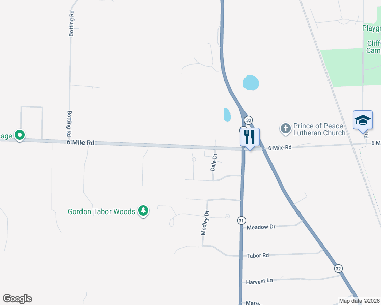 map of restaurants, bars, coffee shops, grocery stores, and more near 6930 Prince Drive in Racine