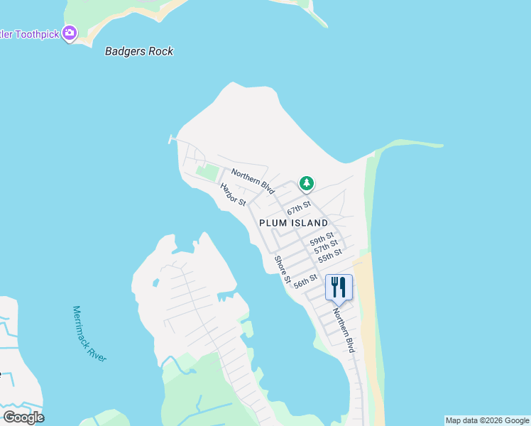 map of restaurants, bars, coffee shops, grocery stores, and more near 10 70th Street in Newburyport