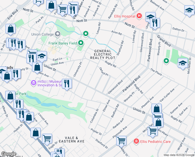 map of restaurants, bars, coffee shops, grocery stores, and more near 1057 Brierwood Blvd in Schenectady