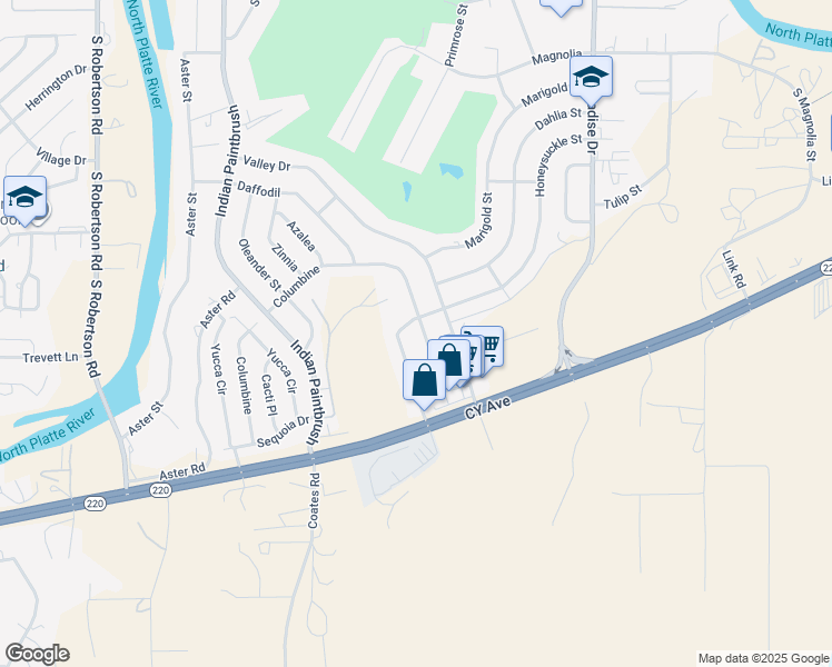 map of restaurants, bars, coffee shops, grocery stores, and more near 188 Columbine in Casper