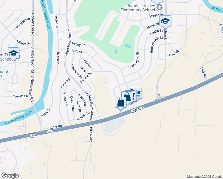 map of restaurants, bars, coffee shops, grocery stores, and more near 224 Honeysuckle Street in Casper
