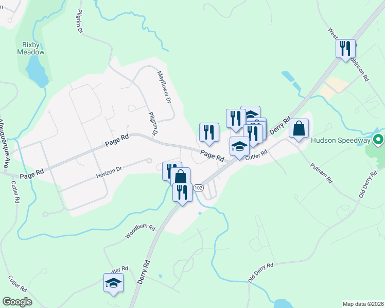 map of restaurants, bars, coffee shops, grocery stores, and more near 6 Page Road in Litchfield