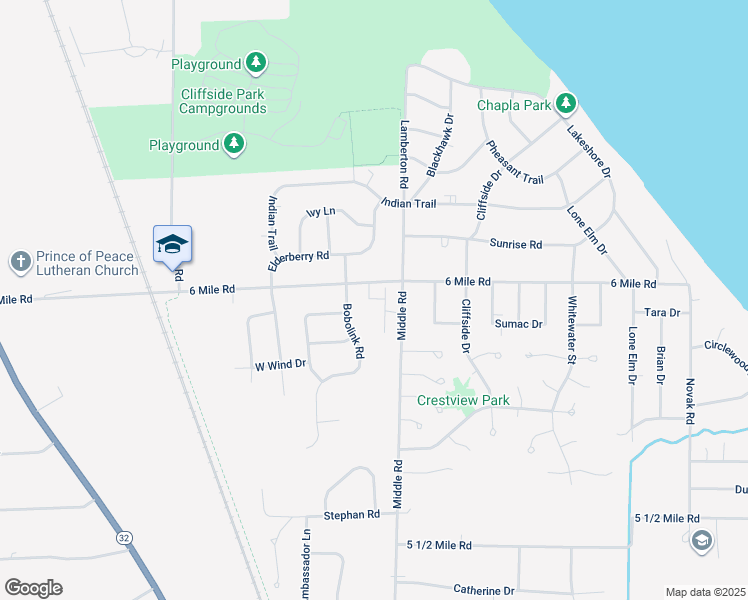 map of restaurants, bars, coffee shops, grocery stores, and more near 6921 Bobolink Road in Racine