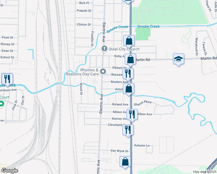 map of restaurants, bars, coffee shops, grocery stores, and more near 24 Arnold Place in Buffalo