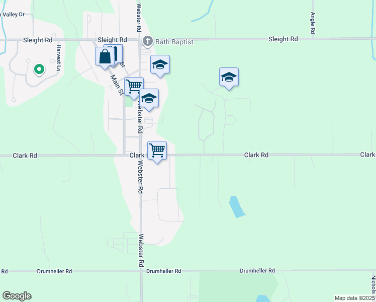 map of restaurants, bars, coffee shops, grocery stores, and more near 5989 Clark Road in Bath