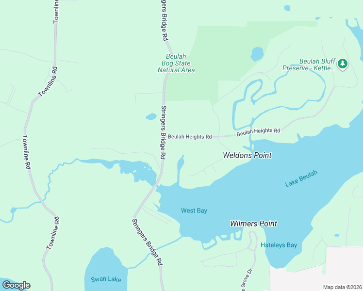 map of restaurants, bars, coffee shops, grocery stores, and more near W2247 Beulah Heights Road in East Troy