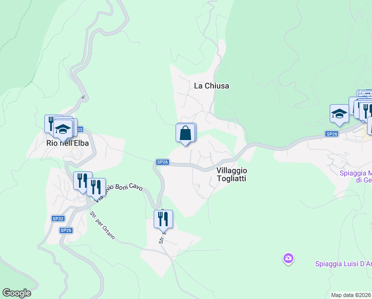 map of restaurants, bars, coffee shops, grocery stores, and more near 17 Via Bivio Boni Cavo in Portoferraio