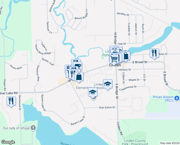 map of restaurants, bars, coffee shops, grocery stores, and more near 417 West Broad Street in Linden