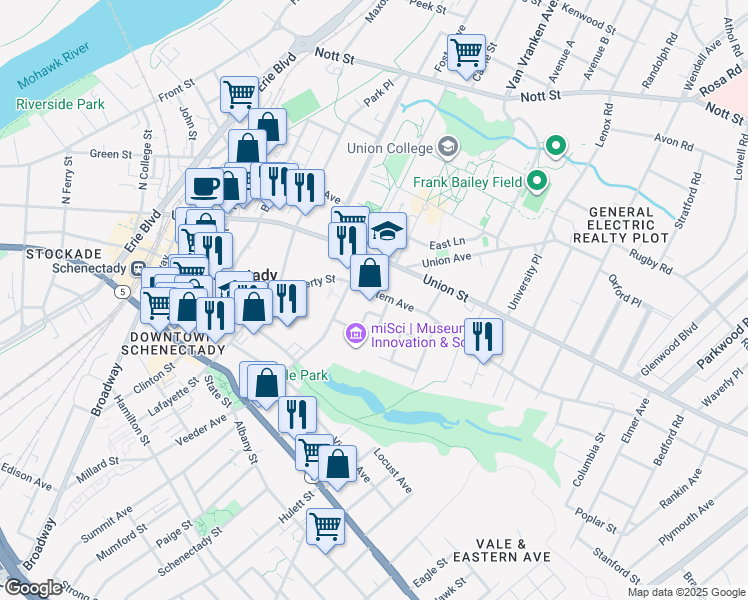 map of restaurants, bars, coffee shops, grocery stores, and more near 8 Landon Terrace in Schenectady