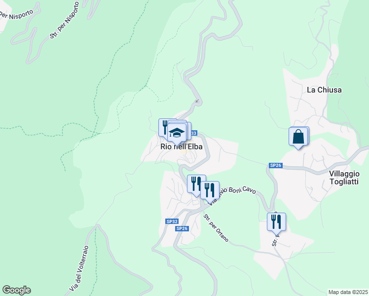map of restaurants, bars, coffee shops, grocery stores, and more near in Rio nell'Elba