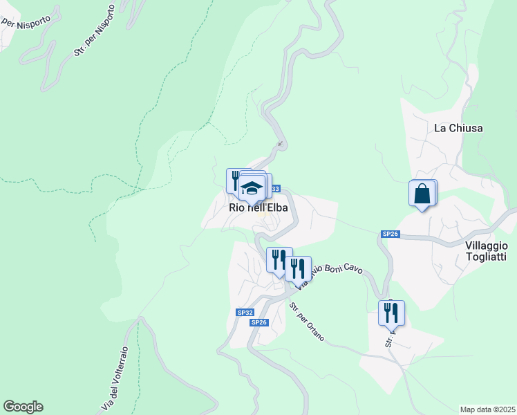 map of restaurants, bars, coffee shops, grocery stores, and more near in Rio nell'Elba