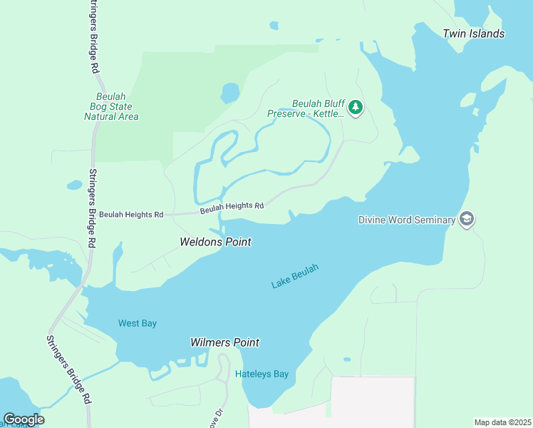 map of restaurants, bars, coffee shops, grocery stores, and more near 2081 Beulah Heights Road in East Troy