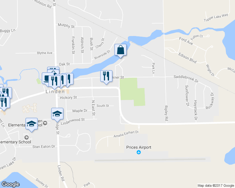 map of restaurants, bars, coffee shops, grocery stores, and more near 535 Hickory Street in Linden