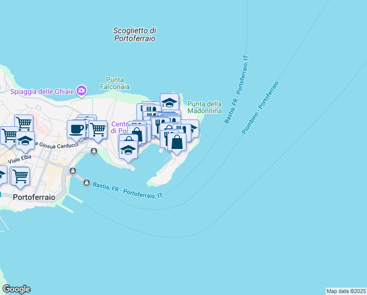 map of restaurants, bars, coffee shops, grocery stores, and more near 64 Via Dell'Amore in Portoferraio