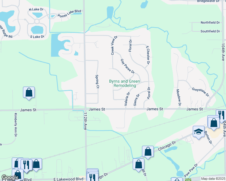 map of restaurants, bars, coffee shops, grocery stores, and more near 2498 Rhodora Drive in Zeeland