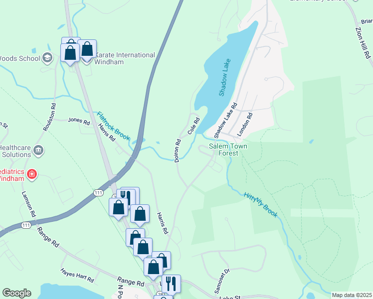 map of restaurants, bars, coffee shops, grocery stores, and more near 8 Doiron Road in Windham