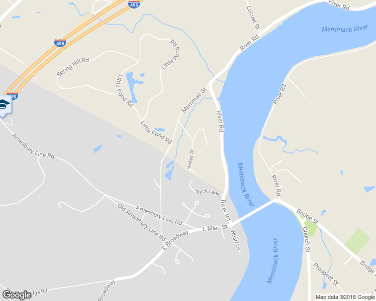 map of restaurants, bars, coffee shops, grocery stores, and more near 5 Valley Street in Merrimac