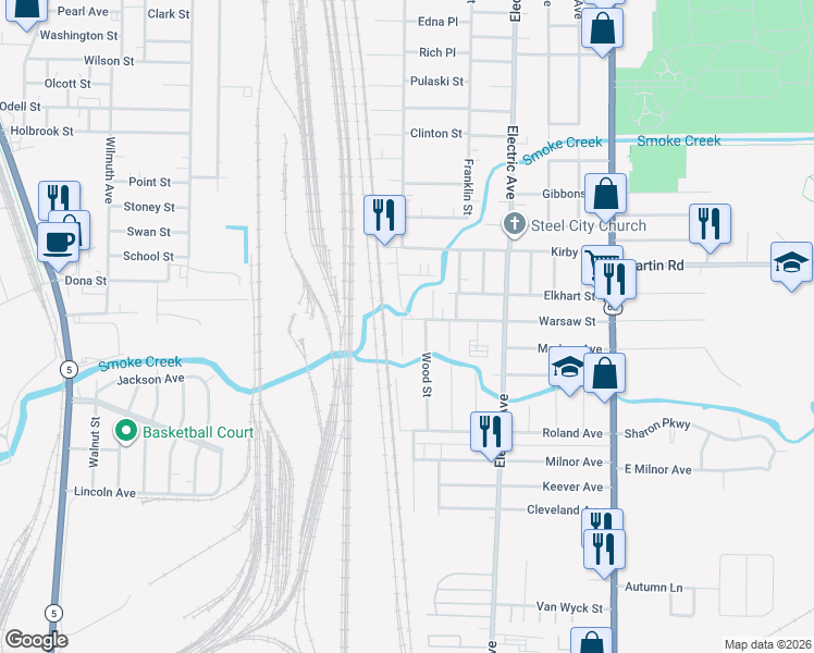 map of restaurants, bars, coffee shops, grocery stores, and more near 15 Seal Place in Lackawanna