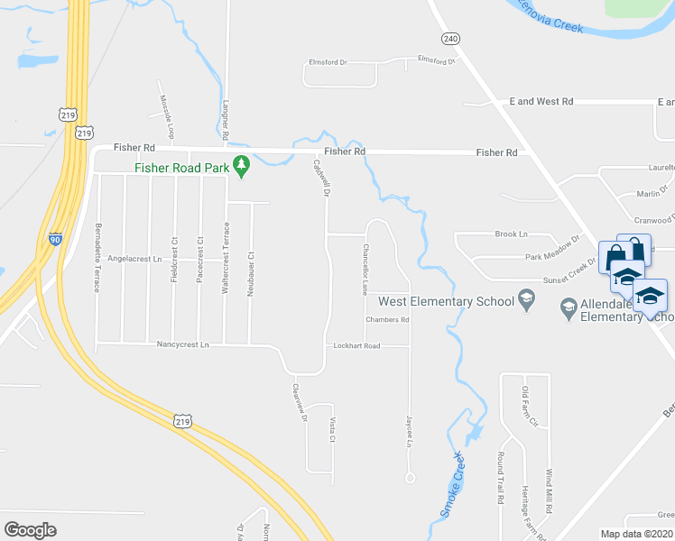 map of restaurants, bars, coffee shops, grocery stores, and more near 52 Caldwell Drive in West Seneca