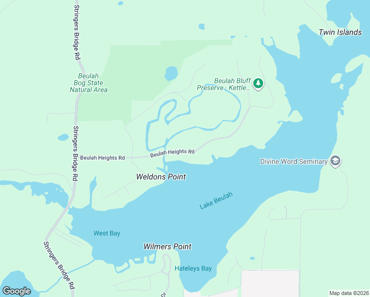 map of restaurants, bars, coffee shops, grocery stores, and more near 2108 Beulah Heights Road in East Troy